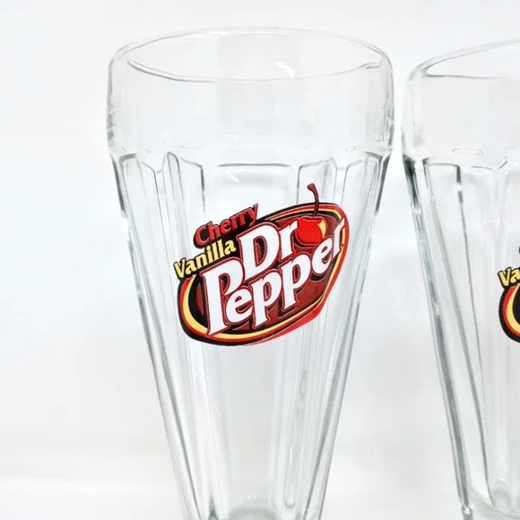 Vintage Cherry Vanilla Dr Pepper Ice Cream Soda Fountain Style Glasses Set of 3 - Picture 2 of 11